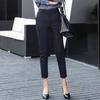 High Waist Women's Straight-Leg Suit Pants - Casual Korean Style, Black, Thin Fabric for Spring, Autumn, Summer