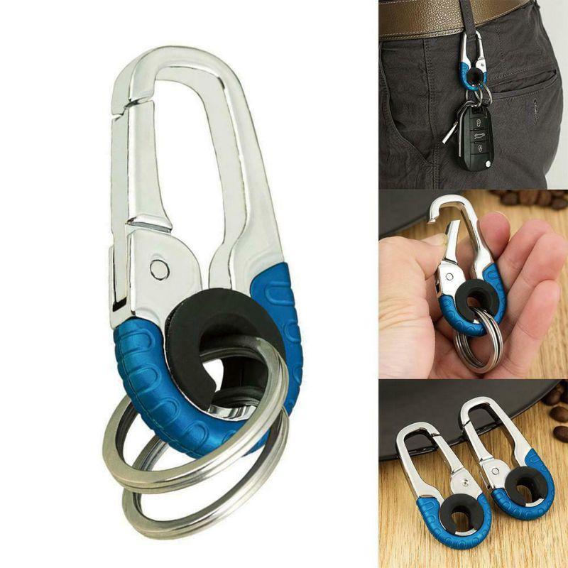 Durable Keychain Hook Stainless Steel Buckle Outdoor Carabiner Climbing Tool Double Ring Car Fishing Keyring