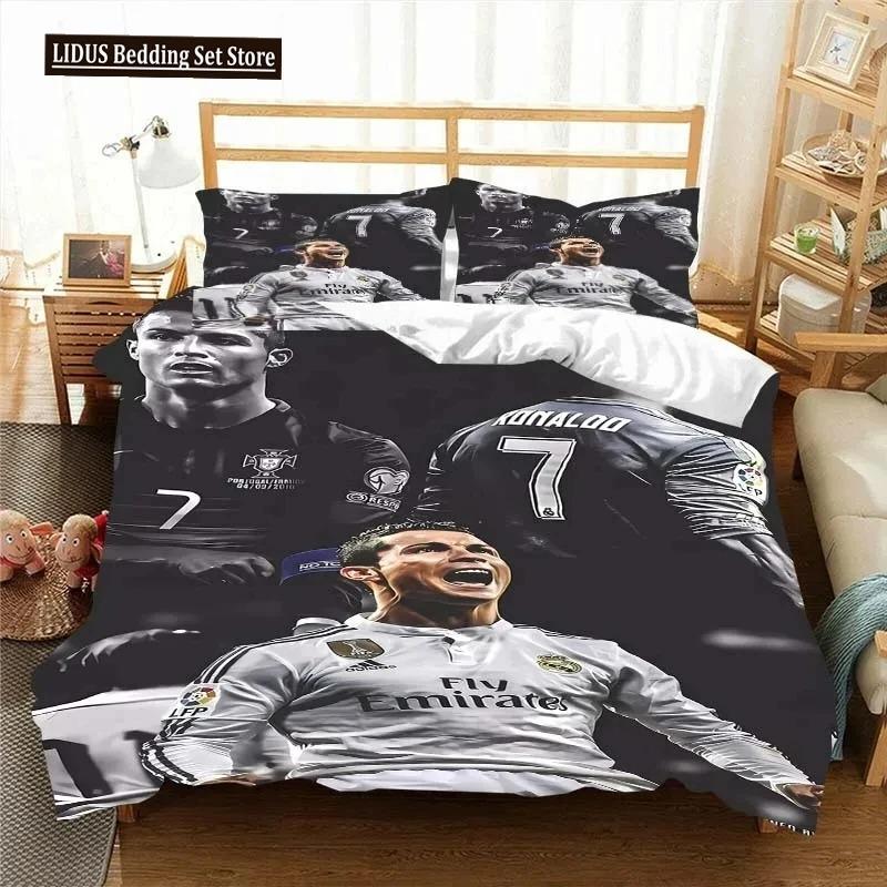Fotbal Star CR7 Socer Beding Set Young Boys Young Girls Twin Quen Sized Dimensions Soft Duvet Cover Pilowcase Bed Young Boys Adult People Fashion Home