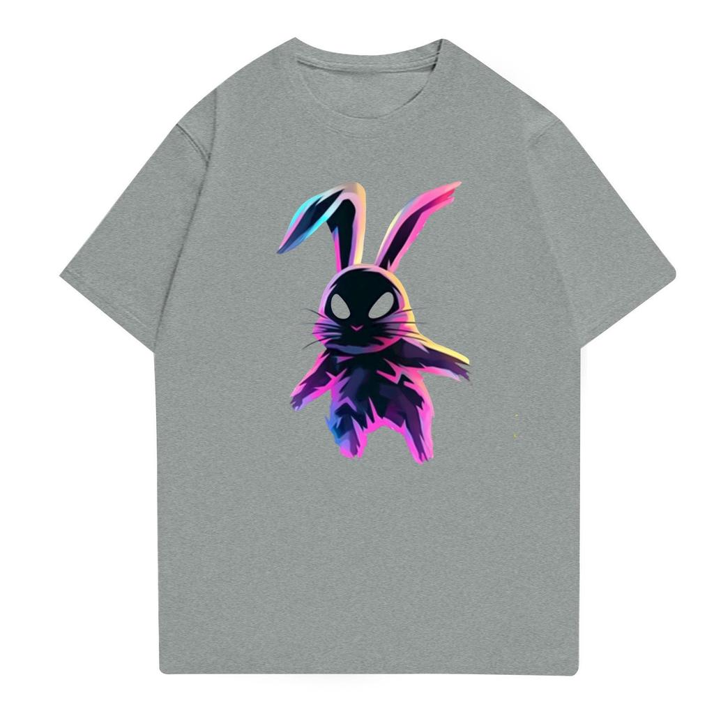 Easter - Men's Casual Baggy Bunny Print T-shirt Round Neck Pull-over Short-sleeved Top