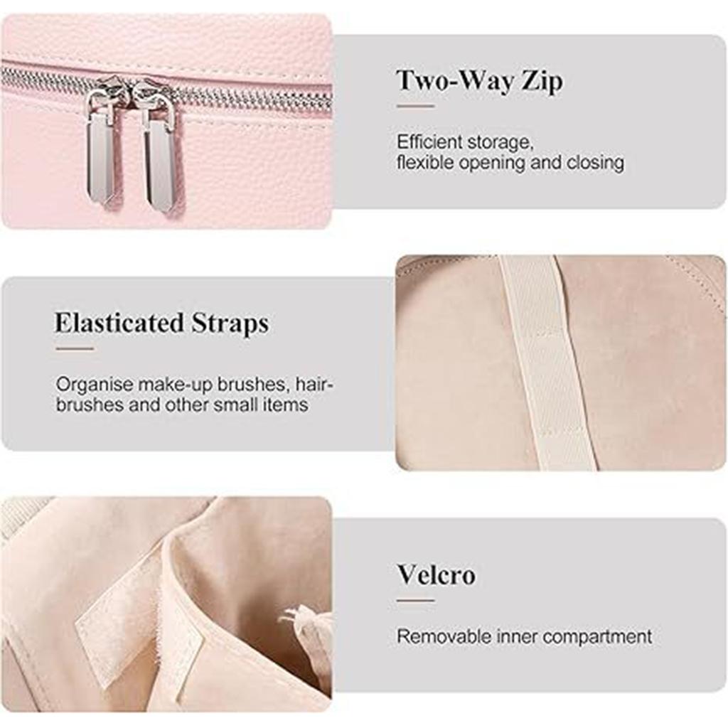 Портативный органайзер для косметики, большая вместимость, из ПУ, дорожный несессер для туалетных принадлежностей и макияжа, на молнии, с ручкой для хранения косметики