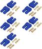 Set of 5 Pairs EC2 Connectors Male-Female | High-Quality for RC LiPo Batteries, RC Helicopters, Model Hobby | Gold-Plated, Stable, Blue, Plastic