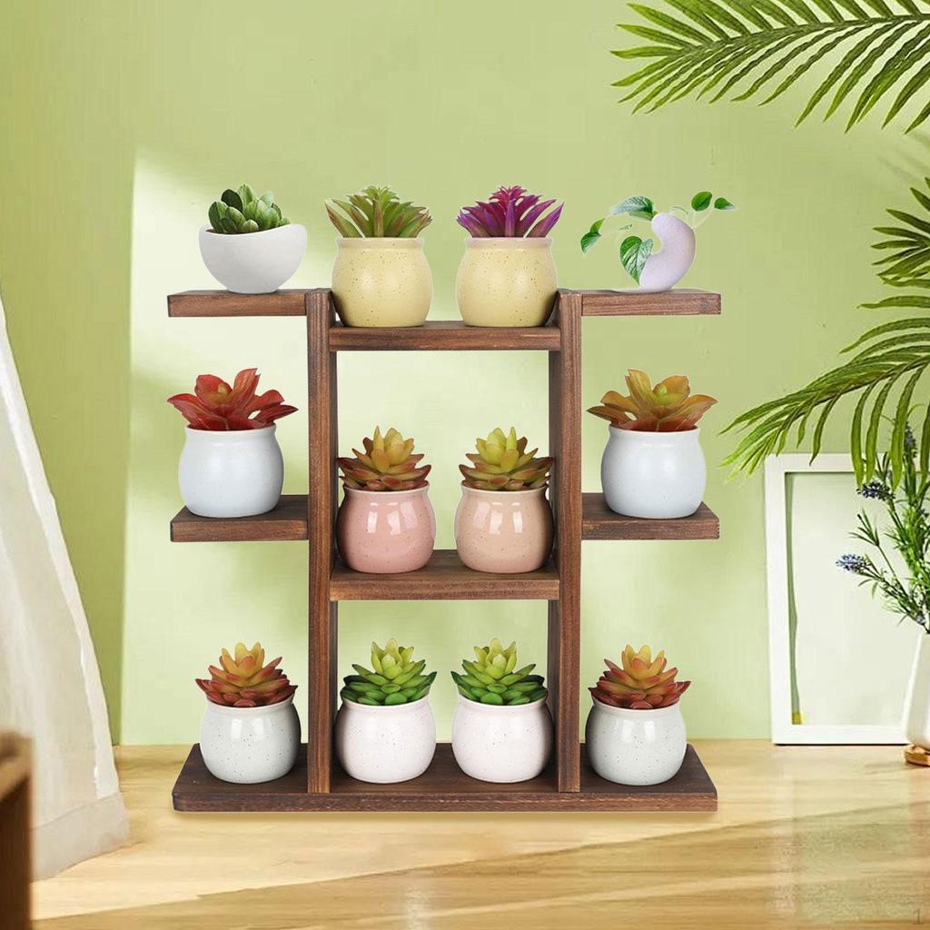 Wooden Plant Stand Desktop Tiered Flower Shelf Storage Holder Creative Display Rack Pot
