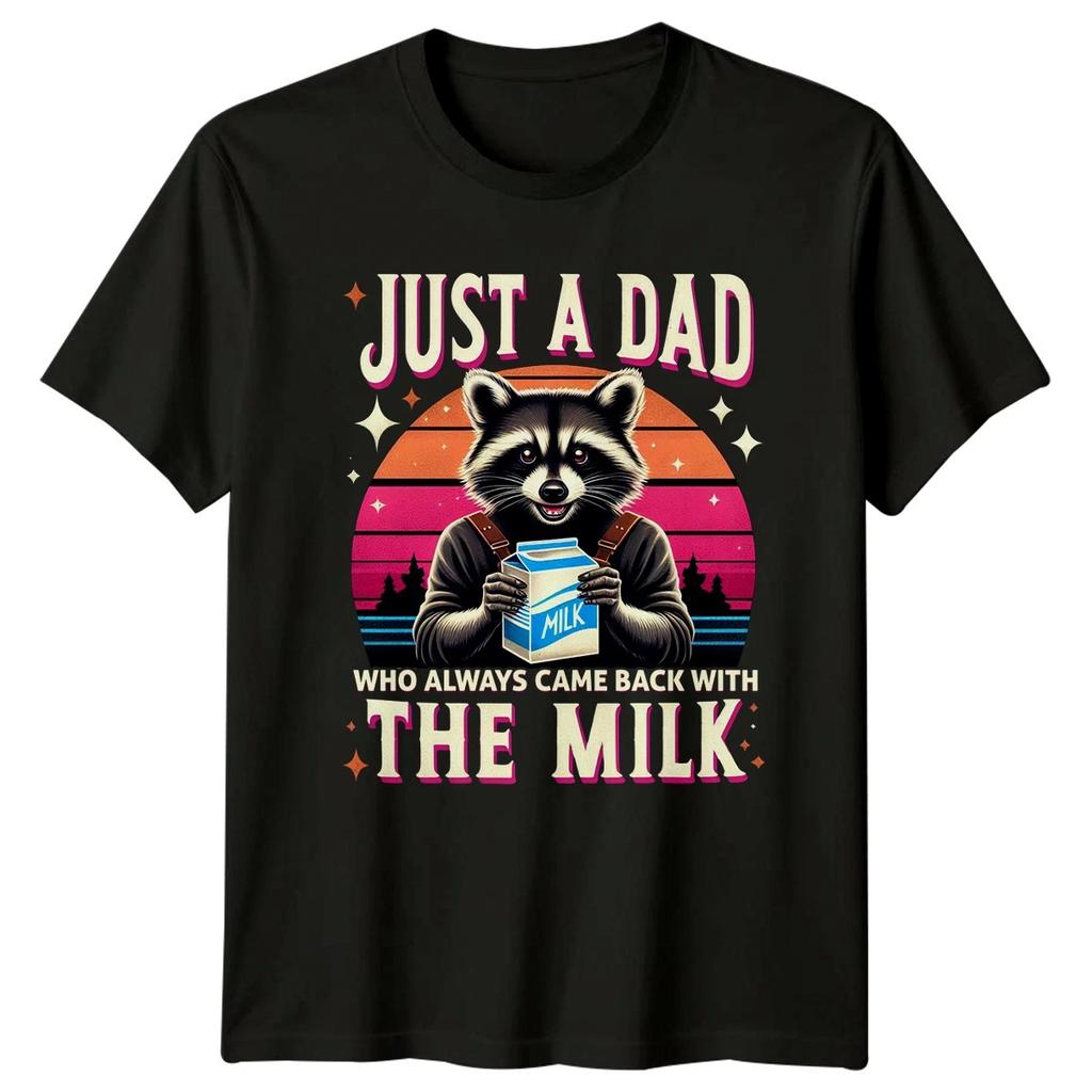 Just A Dad Who Always Mens T-Shirt Raccoon Humor Dad Fathers Day Gift For Him