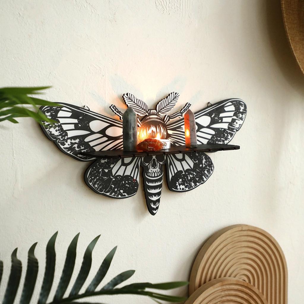 Death Head Moth Metal Wall Decor Black Wall Hanging Decor Gothic Silhouette Wall Art for Bedroom Living Room Bathroom Office Garden Wall Decoration