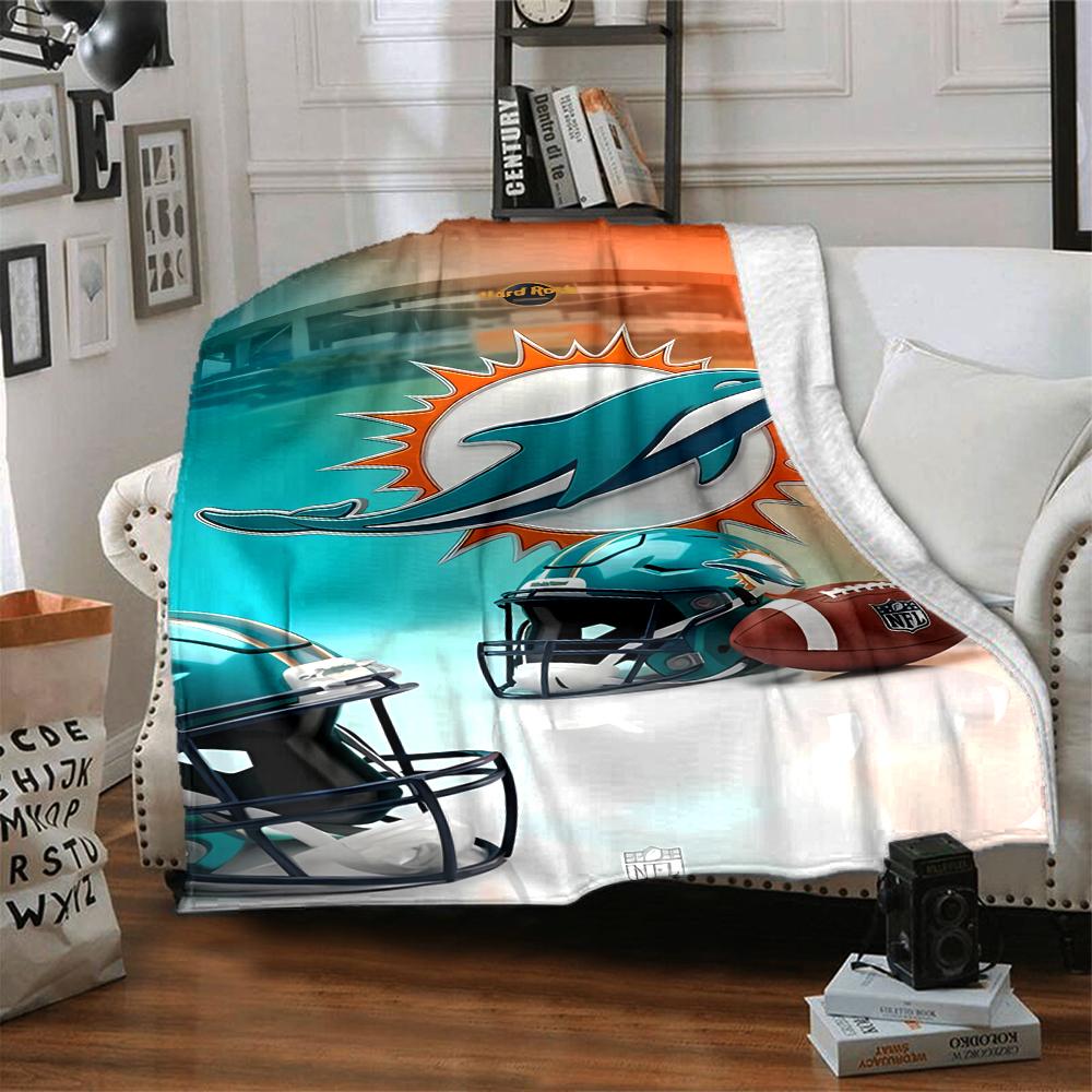 1pc Blanket - Miami Dolphins logo Print Design,Lightweight Blanket for Sofa,Bed- Soft &Warm,Gift for All Seasons