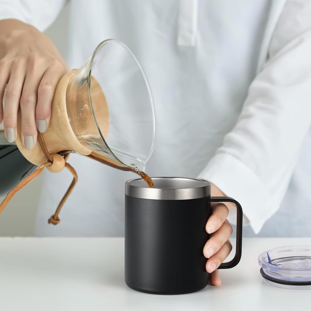 Livole Vacuum Insulated Insulated and Cold Stainless Steel Mug with Coffee Vacuum with Black Mug, Cup, Lid, Cup, Mug, Double-Walled Thermos,