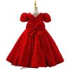 Red Sequin Puffy Skirt Formal Dress for Girls - Princess Birthday & Piano Performance Costume