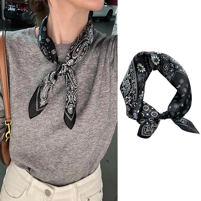 Luxury 70Cm Satin Square Silk Scarf For Women Hair Hand Neckerchief Wrist Hijab Wraps Lady Shawl Ribbon Bandana