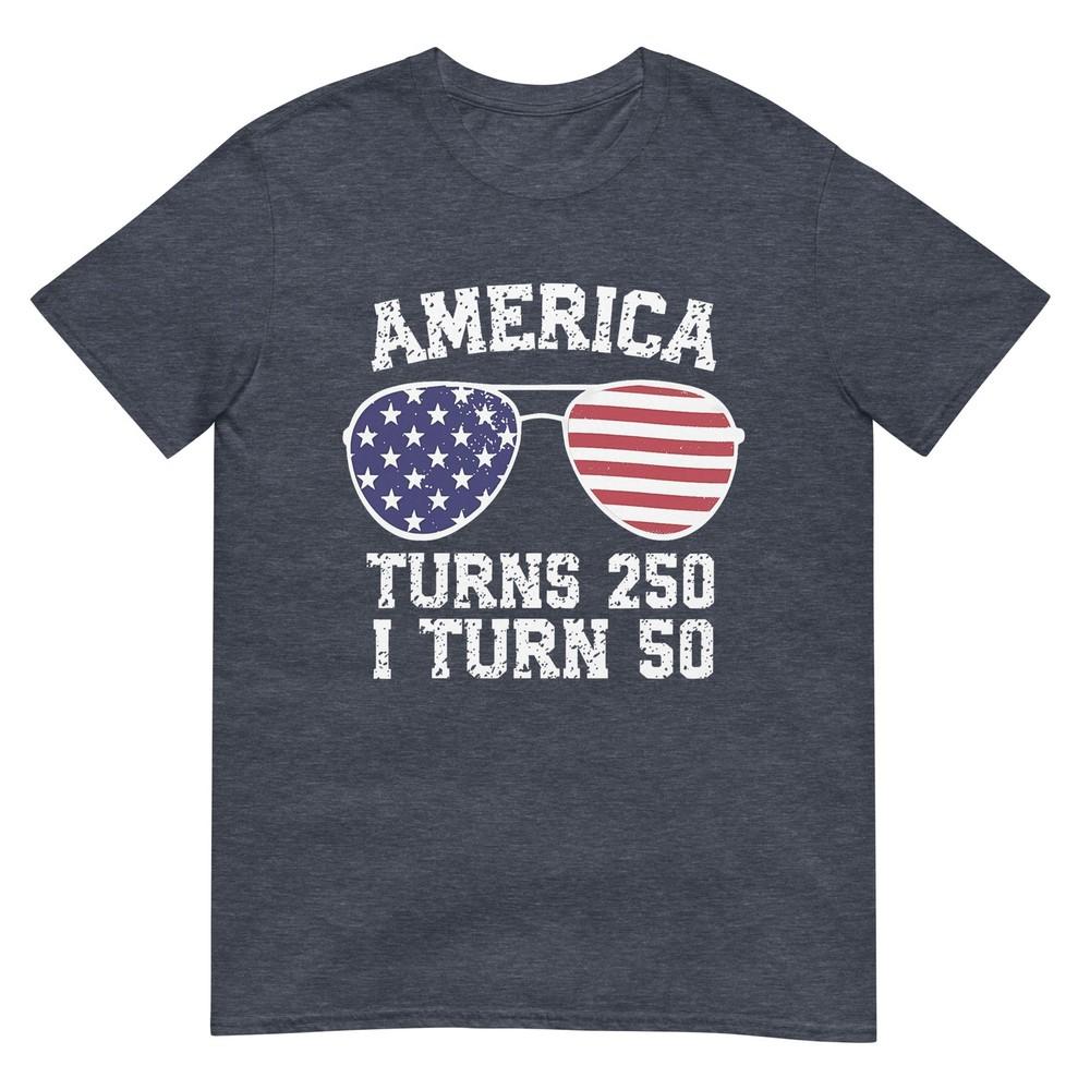 Funny America Turns 250 I Turn 50 1976 50th Birthday TShirt