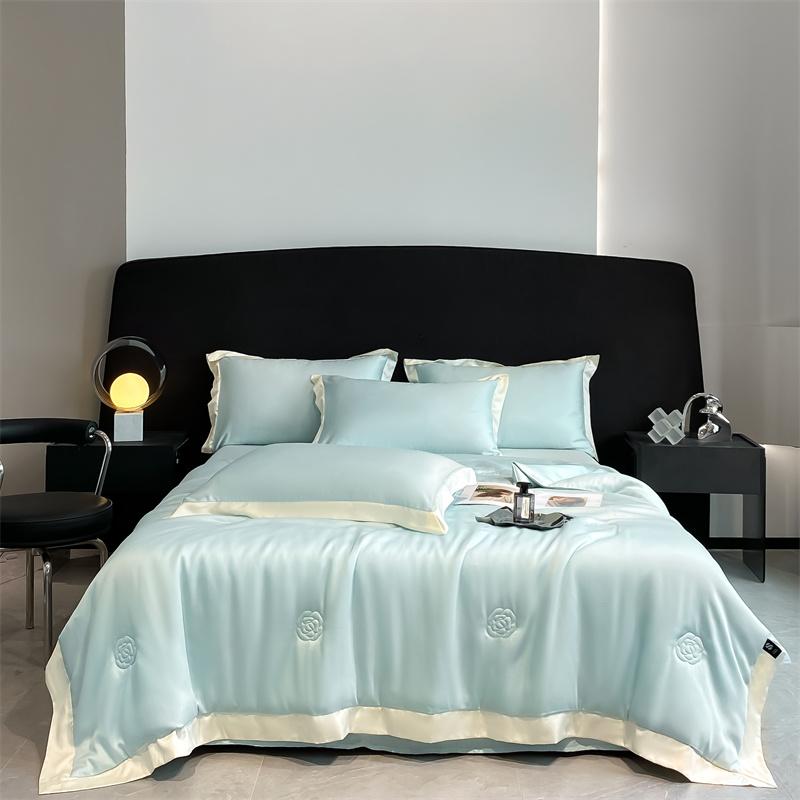 100% мытое шелковое одеяло для лета, гладкое покрывало с вышивкой и ледяным охлаждением, шелковистое одеяло для кроватей, роскошное летнее одеяло для кровати