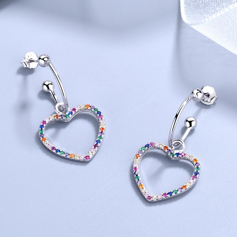 Серьги в форме персикового сердца с бриллиантами из стерлингового серебра 925 пробы, женские модные серьги-гвоздики из серебра 925 пробы