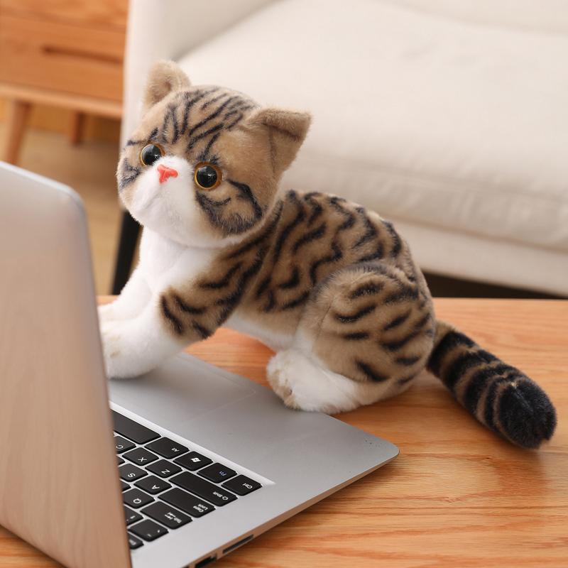 26см Большая Морда Кошки Кукла Лежащая Нежная Как Настоящая Кошка Плюшевая Мягкая Игрушка Полосатая Разноцветная Дикое Животное Плюшевая Игрушка Подарок