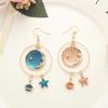 Женский подарок на день рождения, луна, звезда, круг, висячие крючки для ушей, модные ювелирные серьги