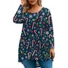 Women's Fashion Large Size Round Neck Long Sleeve Casual Christmas Print Loose Pullover Top