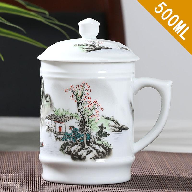 Керамические чашки Цзиндэчжэнь с крышкой, ручная роспись, цветочный узор, мастер-чашка, бутики, аксессуары для чайной церемонии, принадлежности