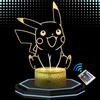 Lampe De Chevet 3D LED - Pikachu - Multicolore - Tactile - Télécommande Incluse