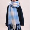 Mohair Plaid Wool Scarf Plush Long Shawl Fashion Winter Cashmere Scarves  Autumn Winter