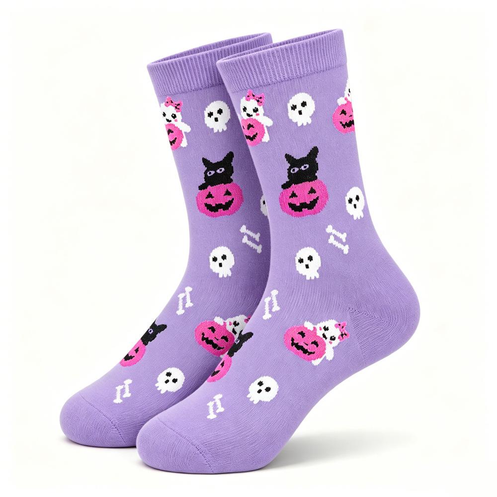 Halloween Men's and Women's Socks New Mid Tube Socks Trendy Socks Amazon Pumpkin Bat Socks