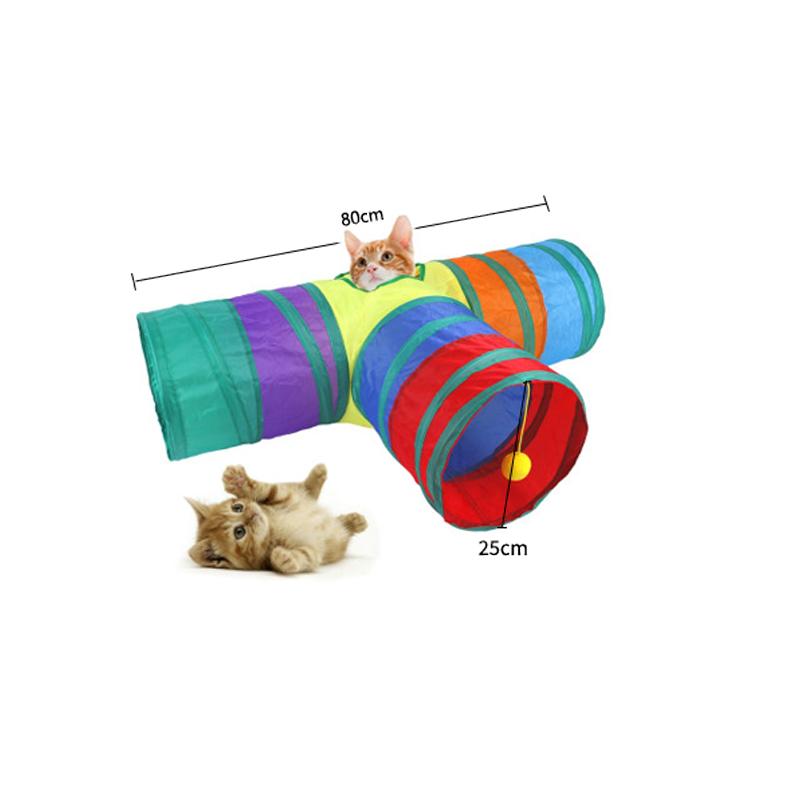 Rainbow Cat Tunnel Collapsible Pet Play Tube Interactive Hide And Seek Toy For Kitten Puppy Puzzle Exercise Agility Outdoor