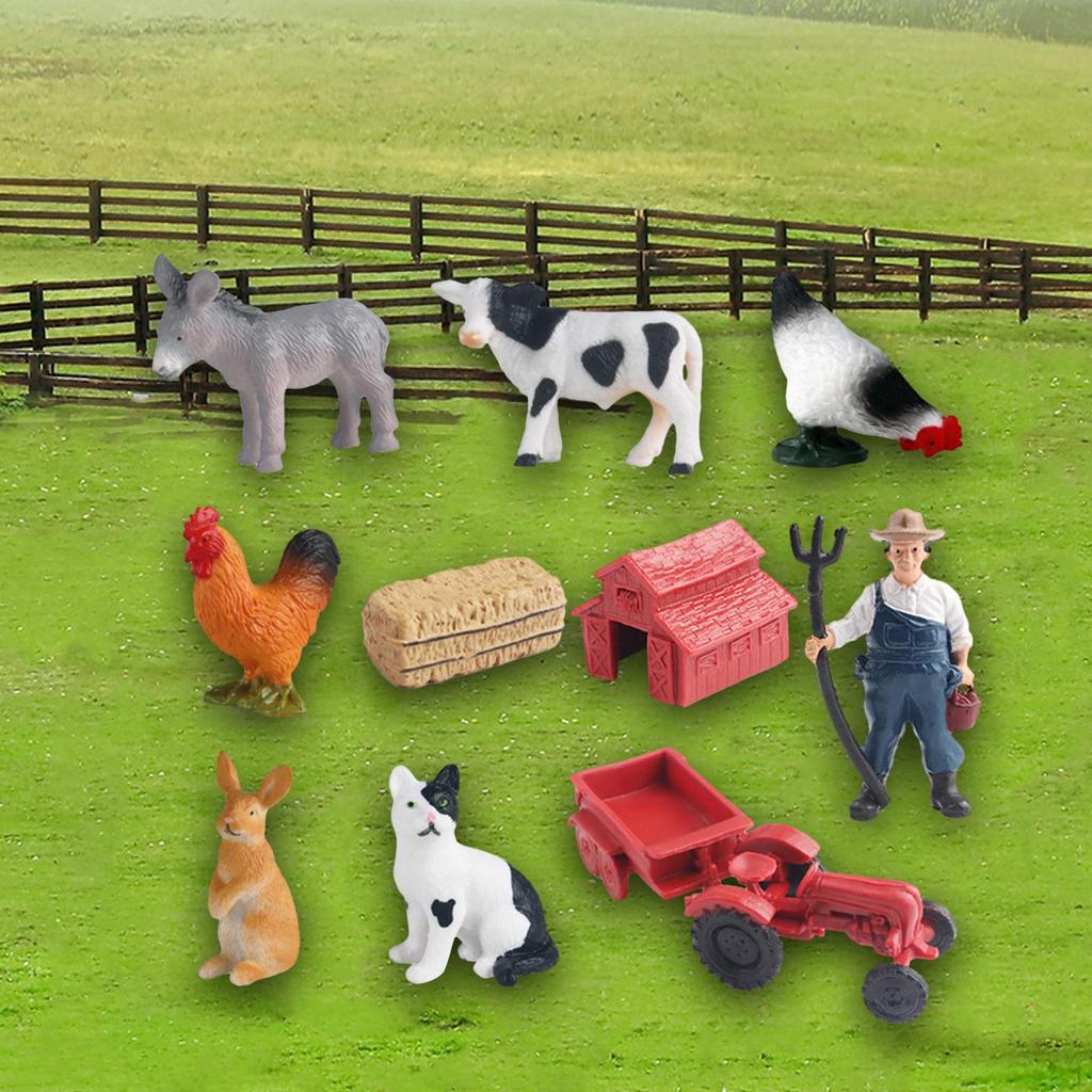 Фигурки сельскохозяйственных животных с игрушечным тракторным прицепом, игровой набор «Соберите домашний сарай», подарки для 3 человек