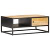 Coffee Table with Carved Door 90 x 55 x 36 cm Rough Mango Wood