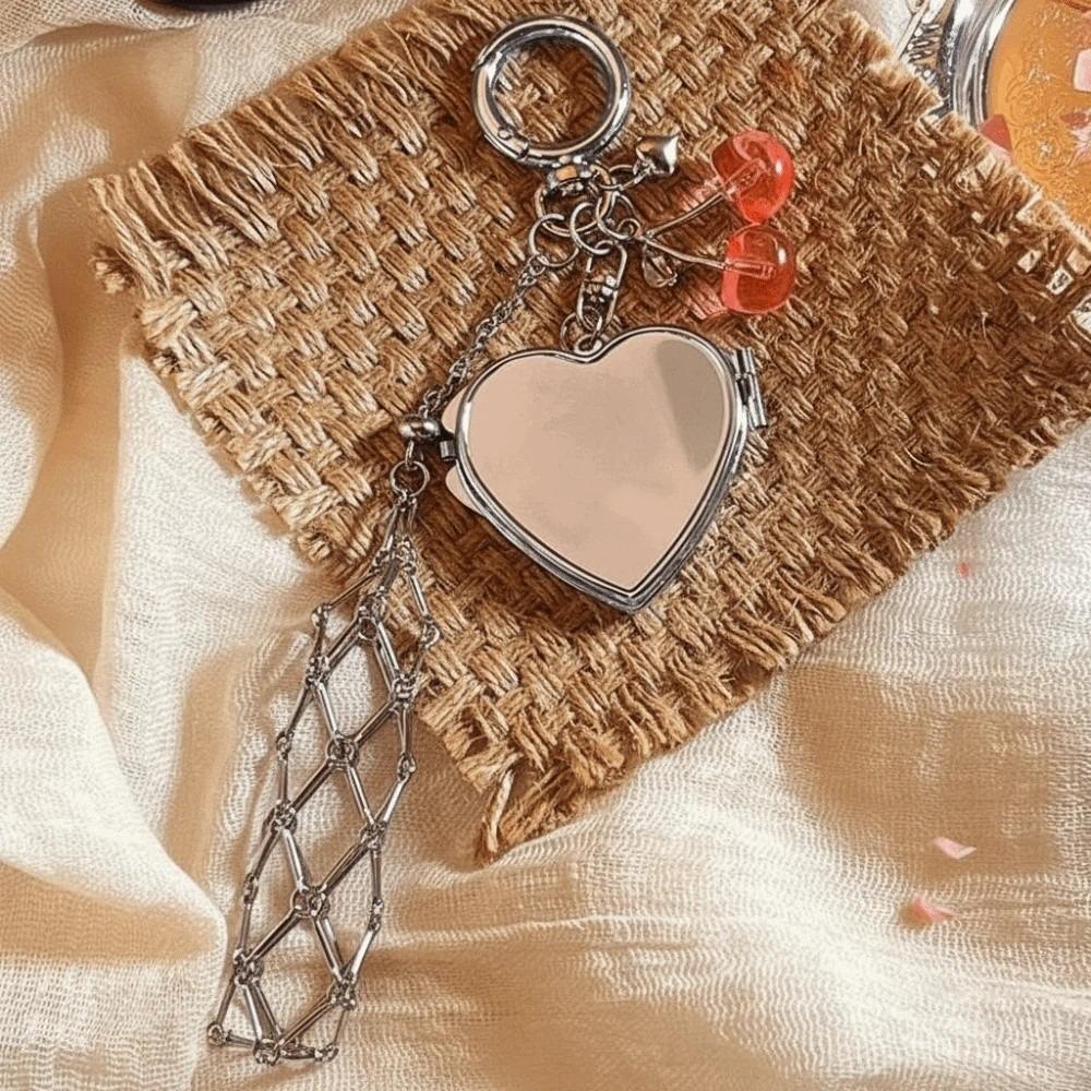 Mini Net Pocket Lipstick Bag Keychain Cherry Lipstick Cover Key Ring Outdoor