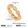 316 Stainless Steel Waterdrop Pink Zircon Rings Waterproof 18K Gold Plated Multicolored Square CZ Knuckle Ring Vintage Jewelry