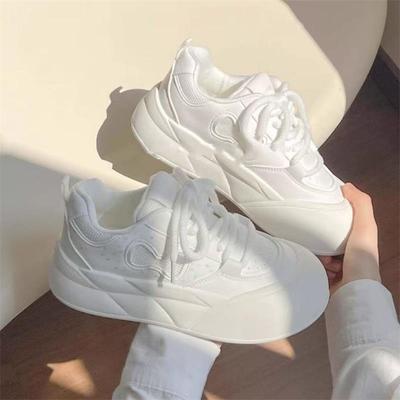 Популярные маленькие белые туфли на толстой подошве, женские весенне-осенние дышащие кеды для студентов, спортивная обувь с большой головой, нескользящие нишевые туфли-хлебцы