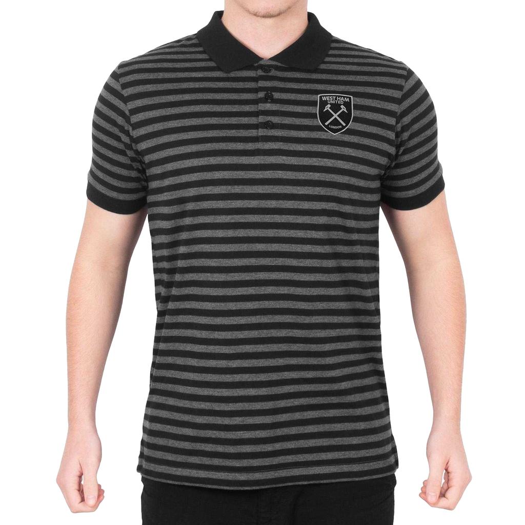 West Ham United FC Mens Contrast Striped Polo Shirt