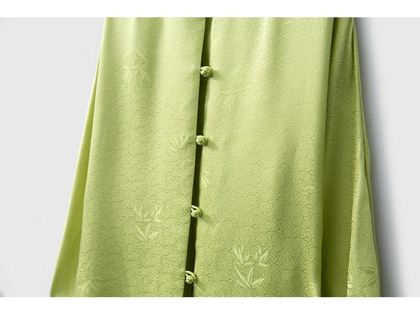 22 Муми Двухслойный шелковый креп «Бамбуковые тени на ветру» Кардиган-рубашка с длинными рукавами-дольман и кулиской