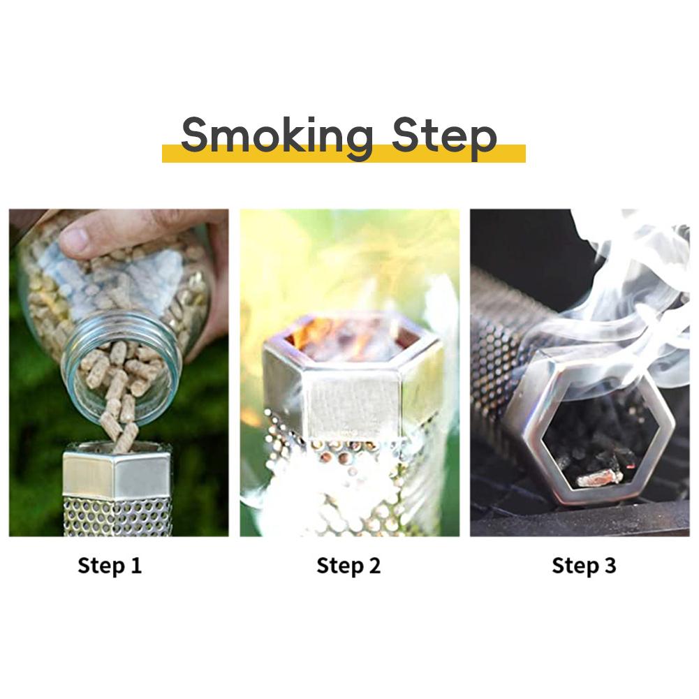 Гриль Мясо Курица Коптильная труба Многоразовая Труба для холодного и горячего копчения щепой для барбекю Кемпинг