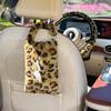 Leopard print car tissue box plush hanging car seat tissue box cute car interior decoration tissue hanging bag