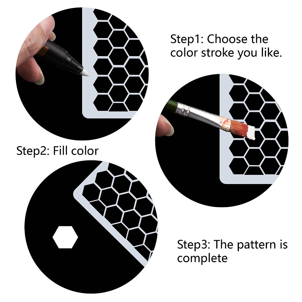 PET Plastic Drawing Painting Stencils Templates Square Creamy White Hexagon Pattern 30x30cm