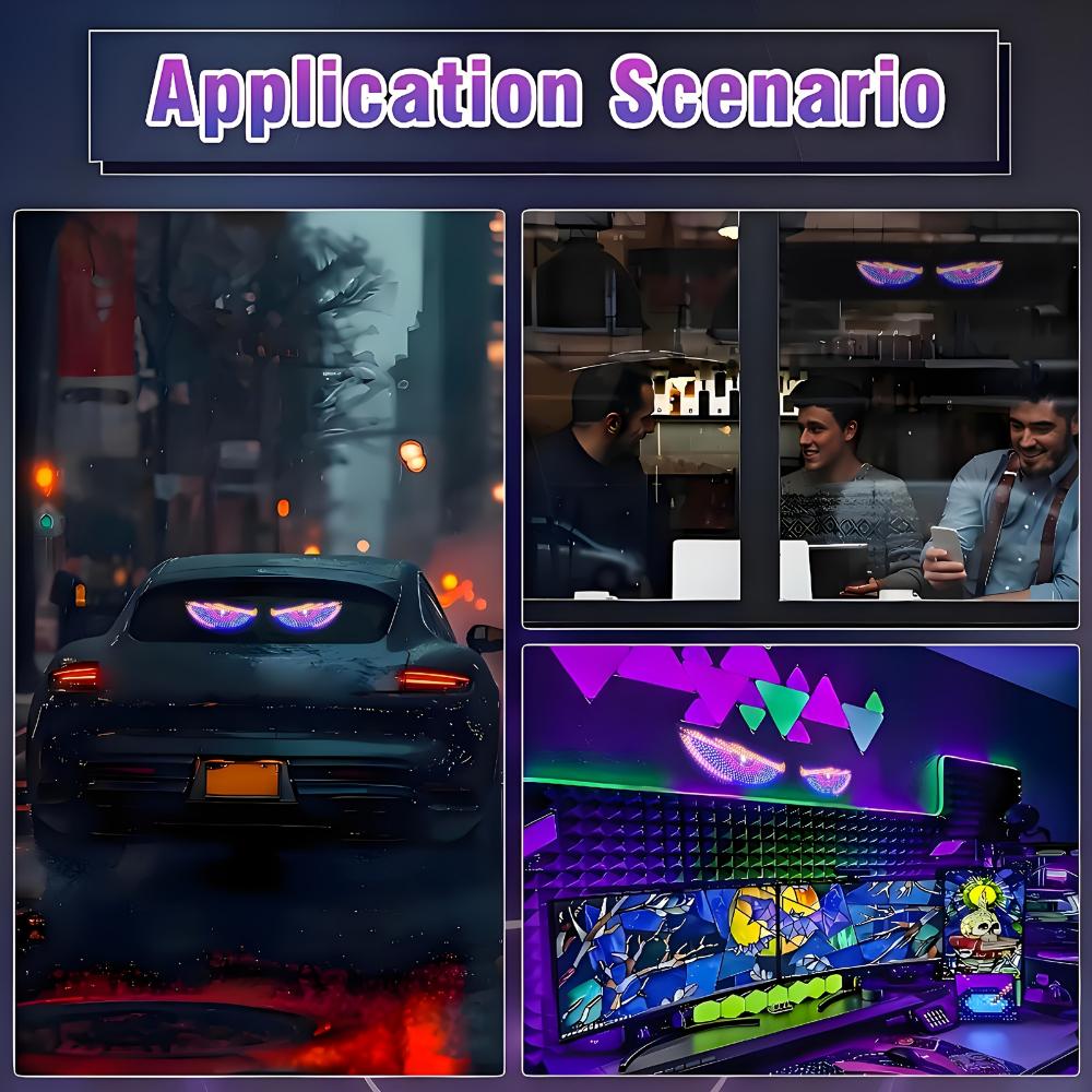 2-Piece Devil's Eye Car LED Light, Truck Devil's Eye Light USB Powered Decorative Light, No Wired Ambient Light, Cool Vehicle Display Light