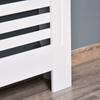 White Wooden Radiator Cover for Radiators and Heaters, Modern Radiator Cover with Anti-Tip, Slats and Support Surface, 112x19x81 cm