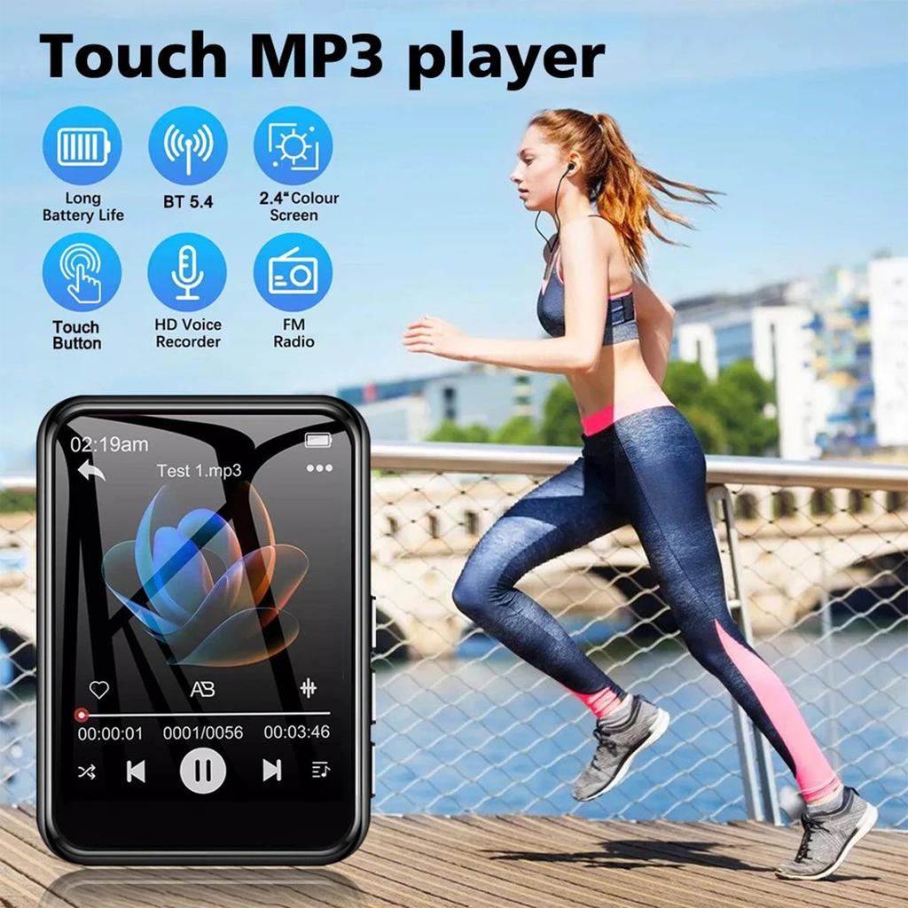2,4-дюймовый беспроводной MP3-плеер HiFi с поддержкой Bluetooth 5.4, со встроенным динамиком, светодиодным дисплеем и полностью сенсорным экраном, для видео и музыки