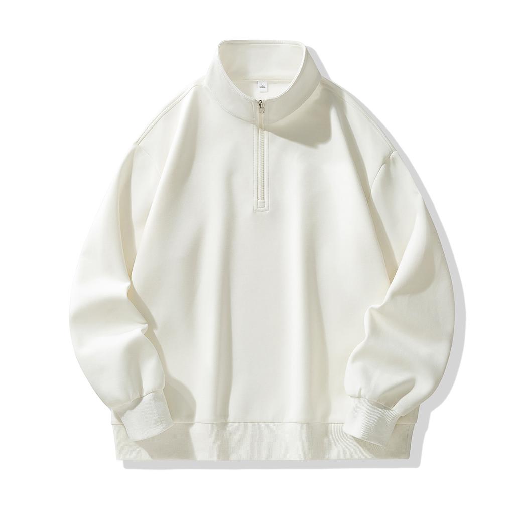 Мужской осенний однотонный универсальный свободный модный брендовый свитер-свитшот с воротником-стойкой в стиле кэжуал