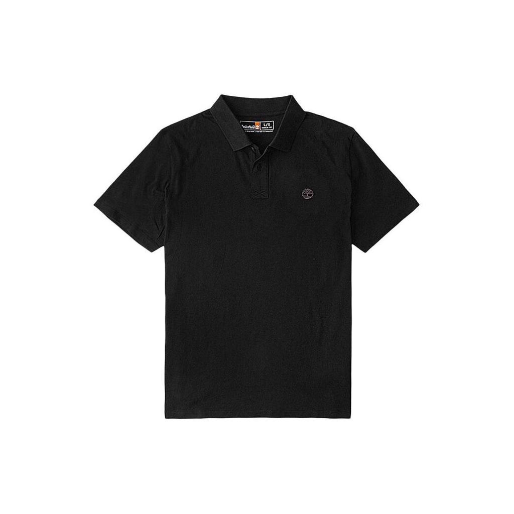 Timberland Повседневная рубашка поло с коротким рукавом и сплошным логотипом для мужчин, черные рубашки поло A63YQ-001