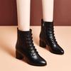 Массивные ботинки женские модные PU кожаные остроносые ботильоны черные женские офисные туфли женские туфли-лодочки обувь