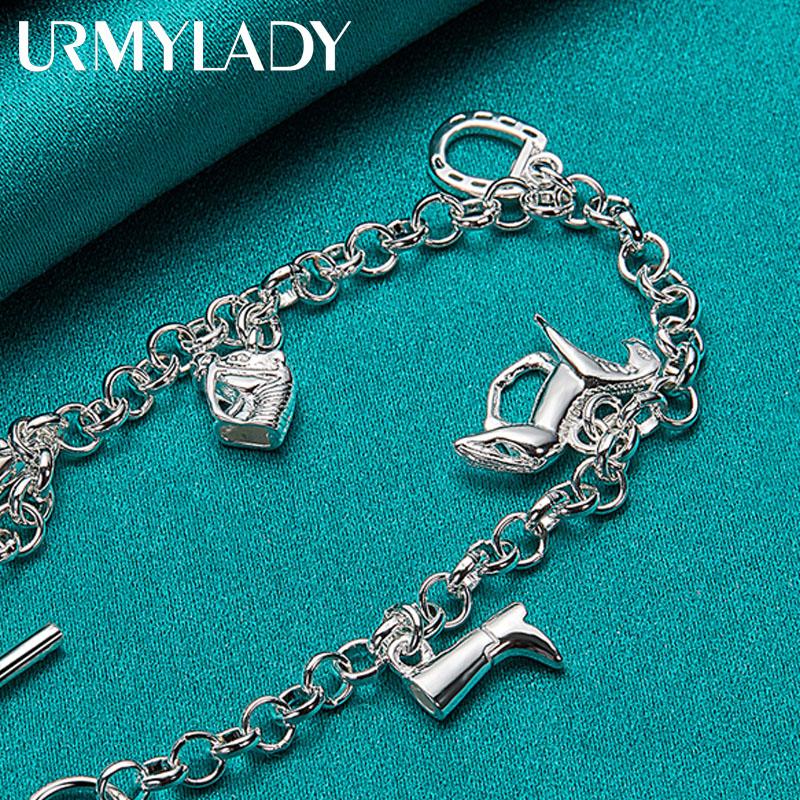 Браслет-подвеска из стерлингового серебра 925 пробы с лошадью для женщин, модные очаровательные ювелирные изделия для свадебной вечеринки