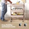 3 Tier Storage Trolley On Wheels Rolling Utility Cart With Mesh Baskets For Kitchen Bathroom Bedroom Light Pink
