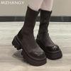 Модные женские зимние ботинки на платформе, замшевые балетки до середины икры, тренд 2024, кожаные готические ботинки, новые женские туфли-лодочки, модные зимние женские ботинки на молнии