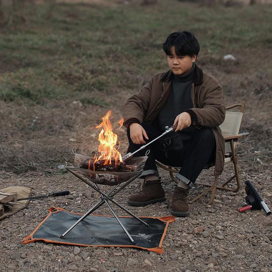 Двусторонний огнестойкий коврик, термостойкий портативный многоразовый водонепроницаемый квадратный дровяной коврик для гриля