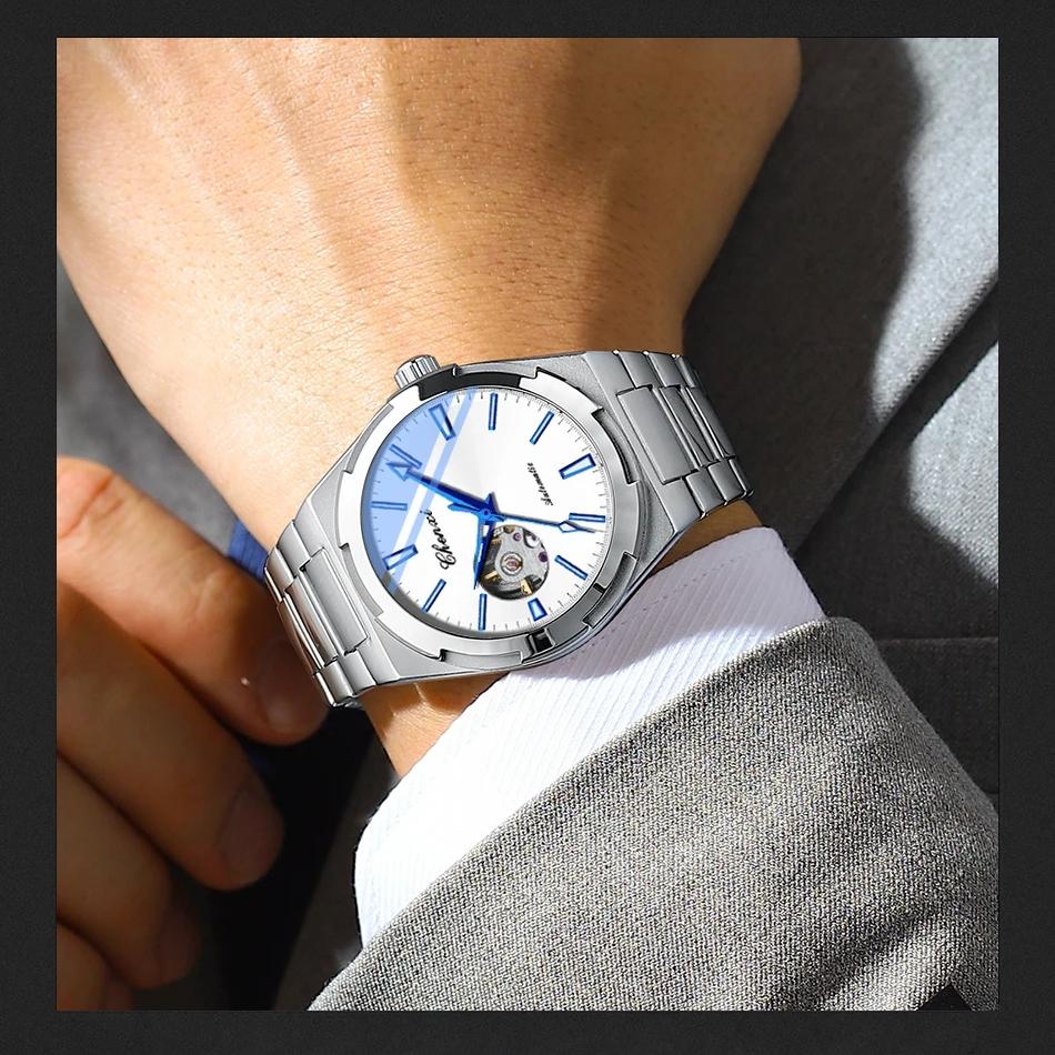 Chenxi Автоматические механические часы для мужчин, полые скелетоны, мужские часы, водонепроницаемые, деловые, relogios masculino