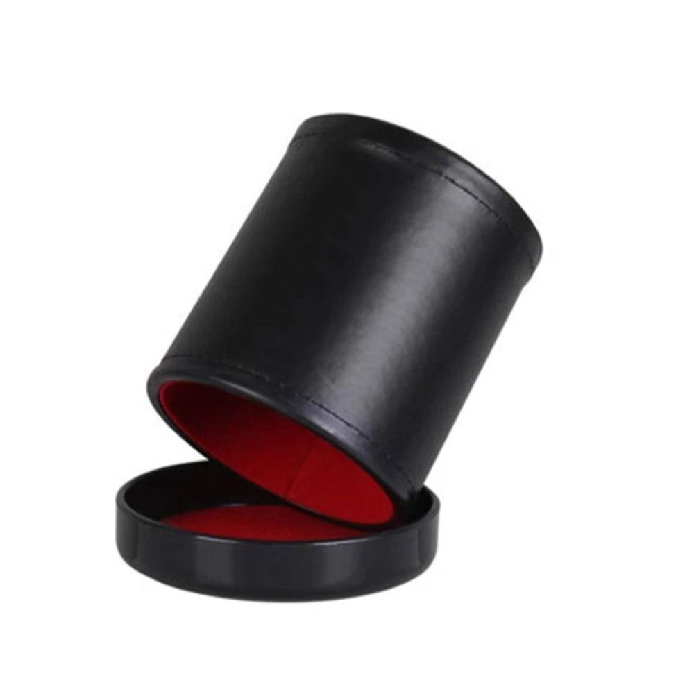 Durable with Lid Dice Cup Leather Black Board Games Green Red Lining Party Dice Cup