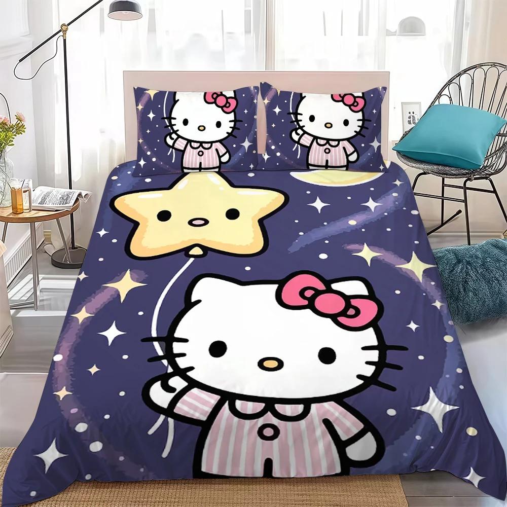 Cute Duvet Cover Set H-Hello Kittys Bedding Set Kids Boy Girl Bedroom Decoration Student Dormitory Home Style 2/3piece set