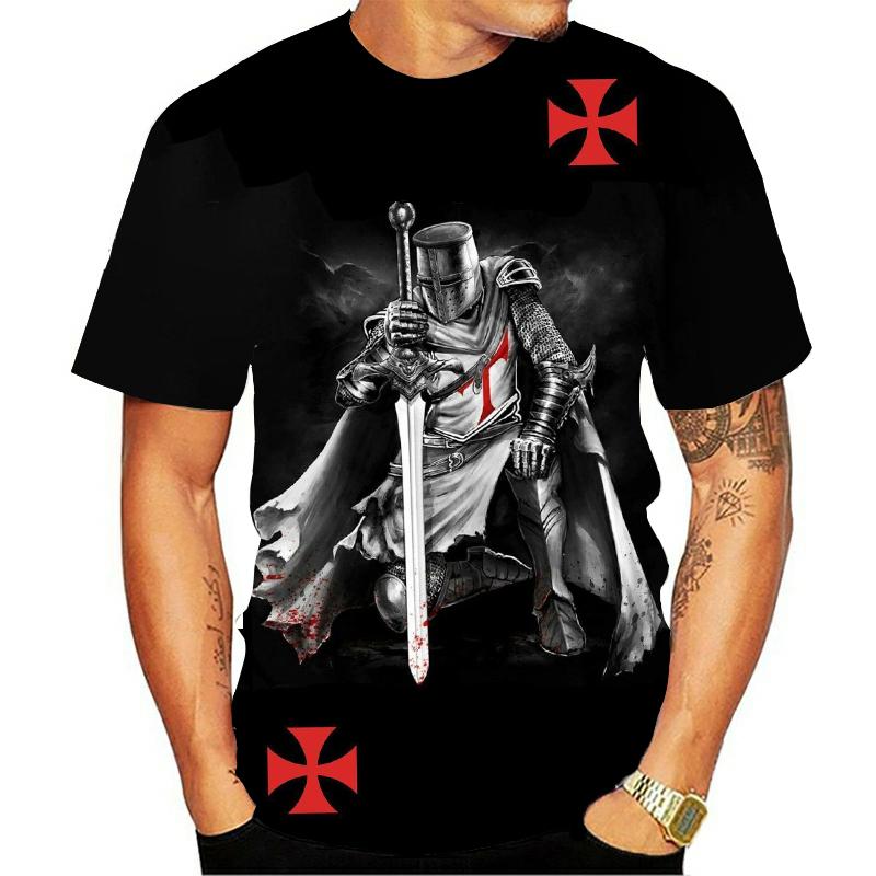 Knights Templar 3D Print T Shirt Knights Templar Fashion Casual T-Shirts Men Women Hip Hop Harajuku Streetwear T Shirt Tee Tops