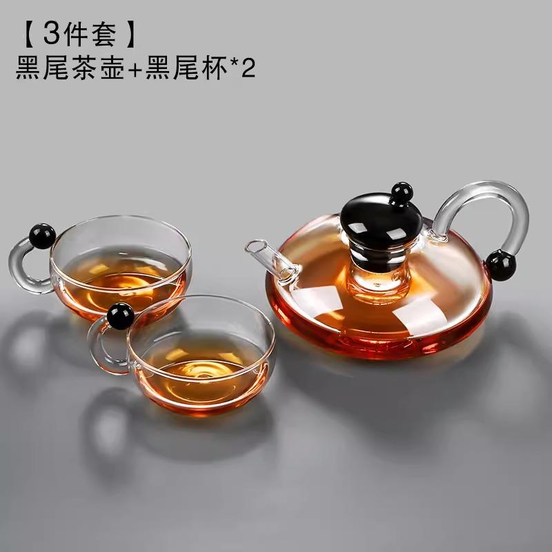Фильтр-чайник Простой бытовой термостойкий стеклянный чайник Набор для заваривания чая в китайском стиле Прозрачный чайный набор с ручкой