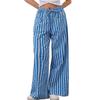 Женские модные полосатые брюки с завязками на талии, широкими карманами и свободными повседневными брюками
